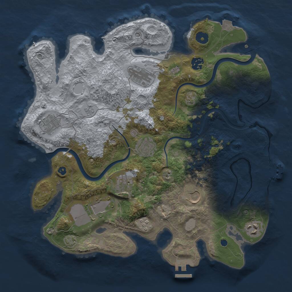Rust Map: Procedural Map, Size: 3500, Seed: 186702671, 15 Monuments
