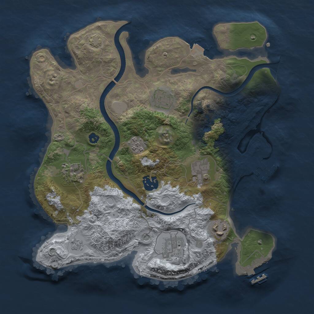 Rust Map: Procedural Map, Size: 3000, Seed: 2055773379, 13 Monuments