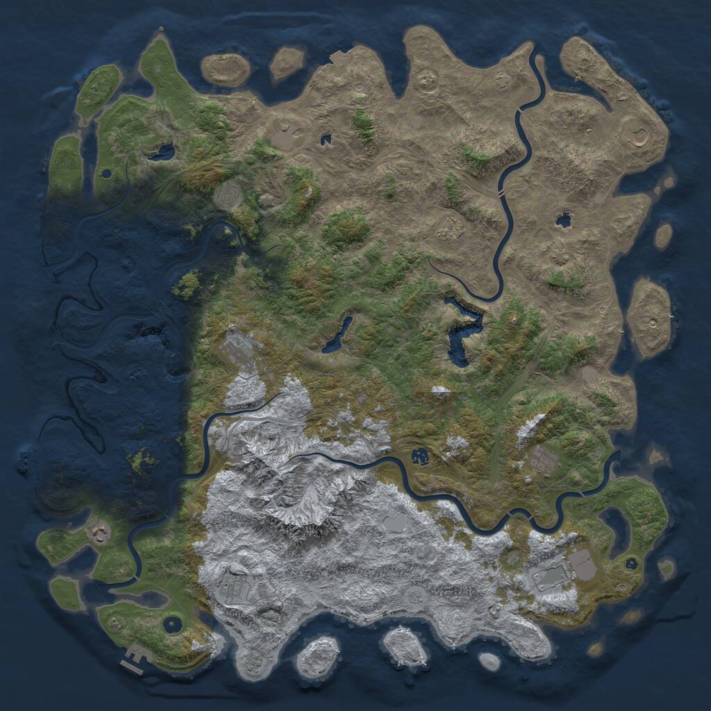 Rust Map: Procedural Map, Size: 6000, Seed: 1224941154, 17 Monuments