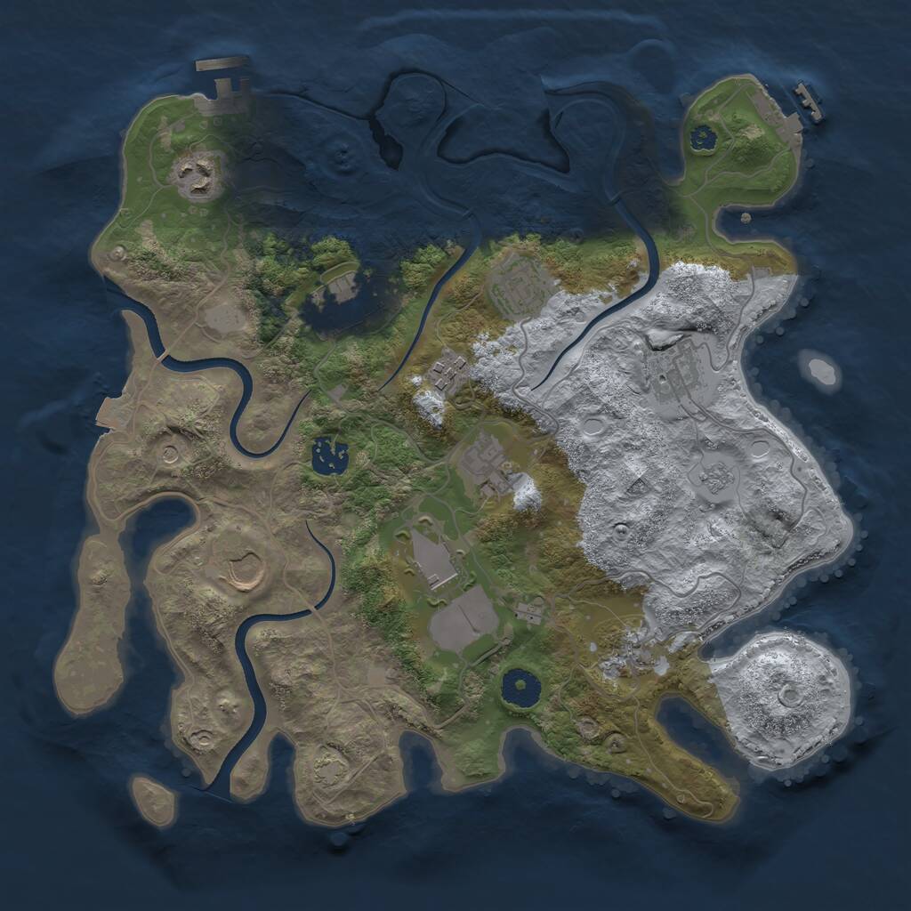 Rust Map: Procedural Map, Size: 3500, Seed: 1939526253, 16 Monuments