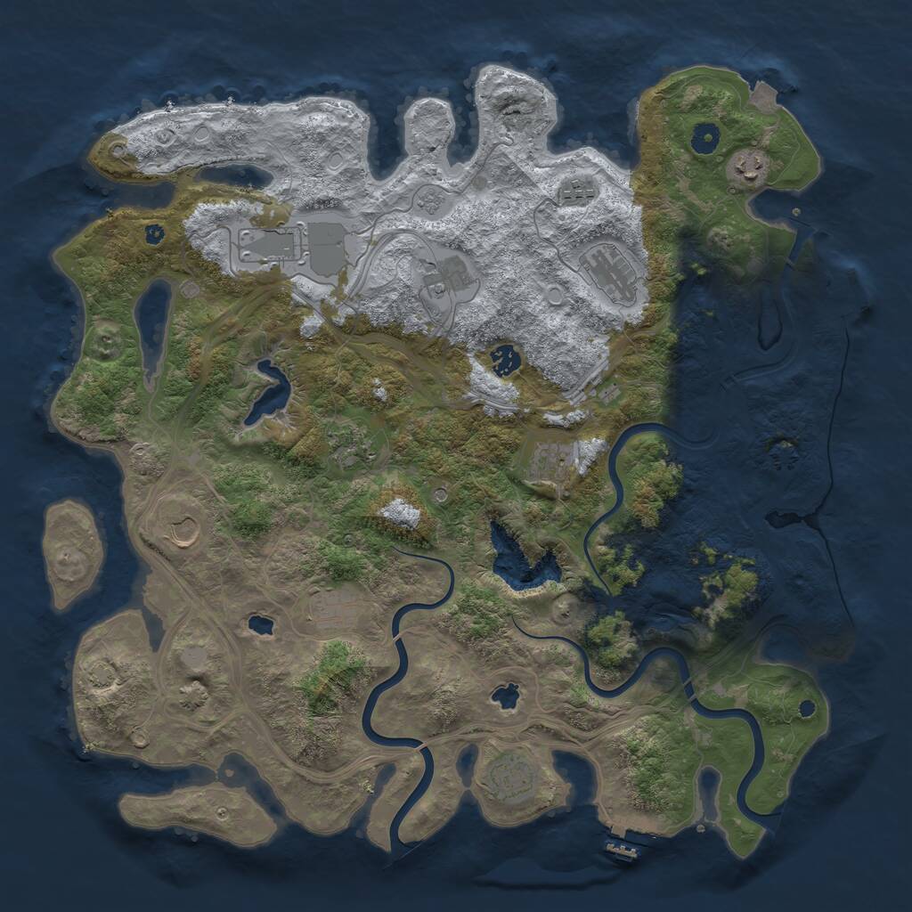 Rust Map: Procedural Map, Size: 4500, Seed: 41987, 17 Monuments