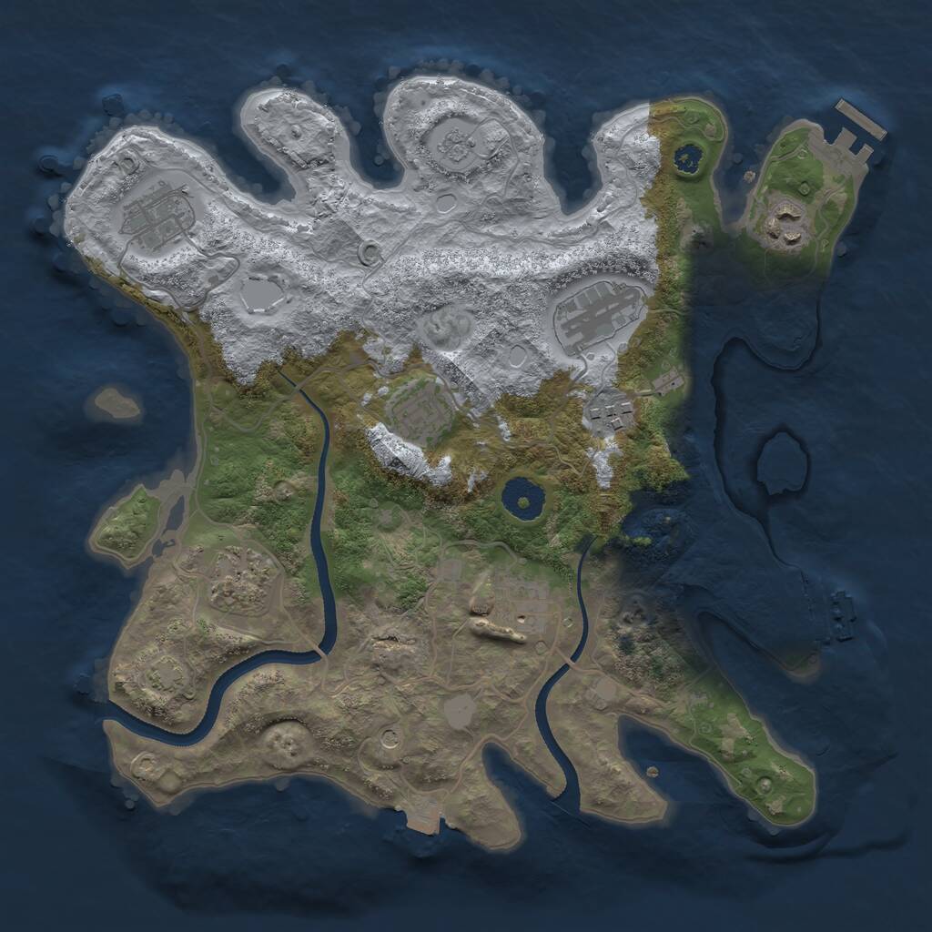 Rust Map: Procedural Map, Size: 3300, Seed: 1865209515, 13 Monuments
