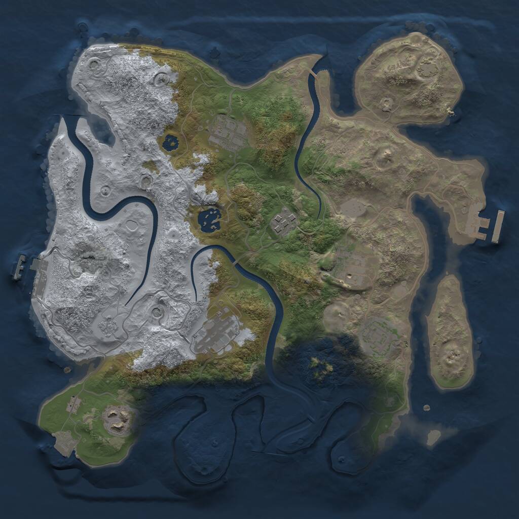 Rust Map: Procedural Map, Size: 3200, Seed: 1258917119, 13 Monuments