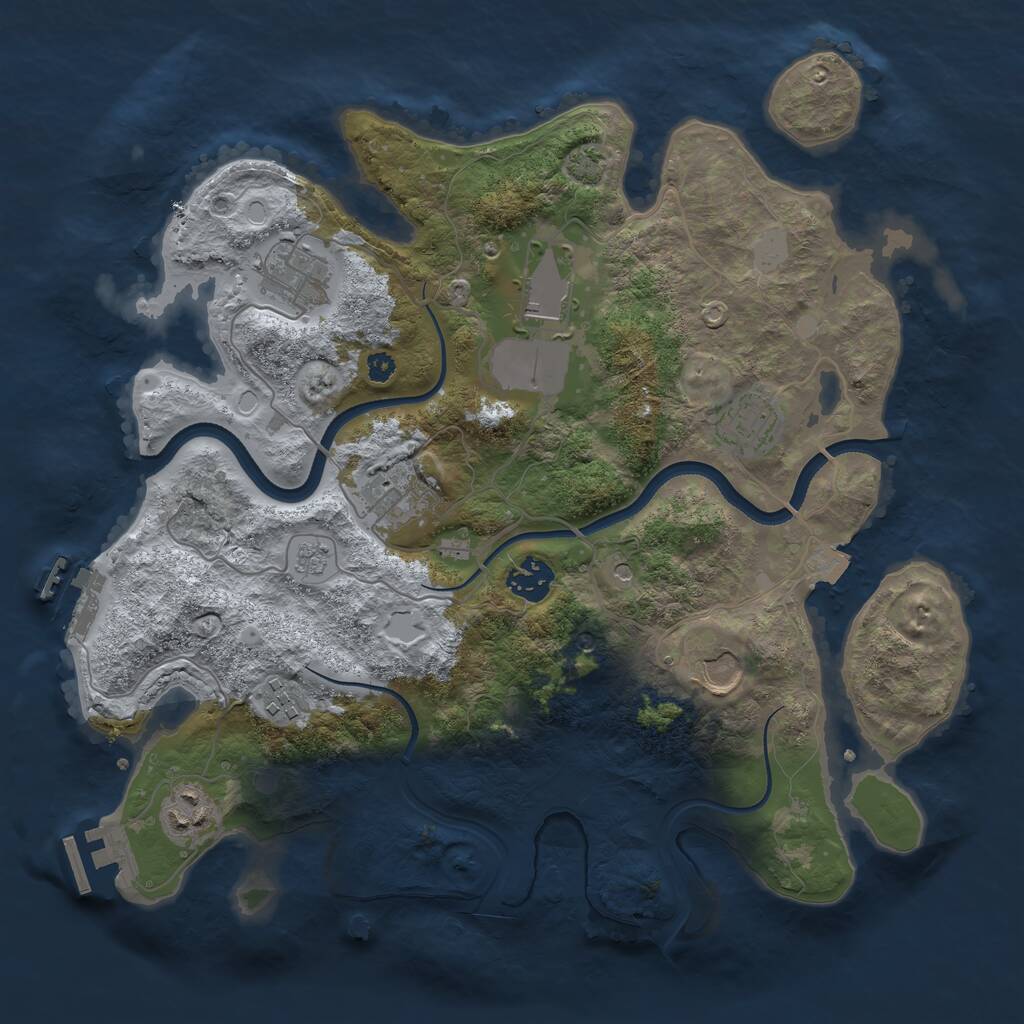 Rust Map: Procedural Map, Size: 3500, Seed: 31995, 14 Monuments