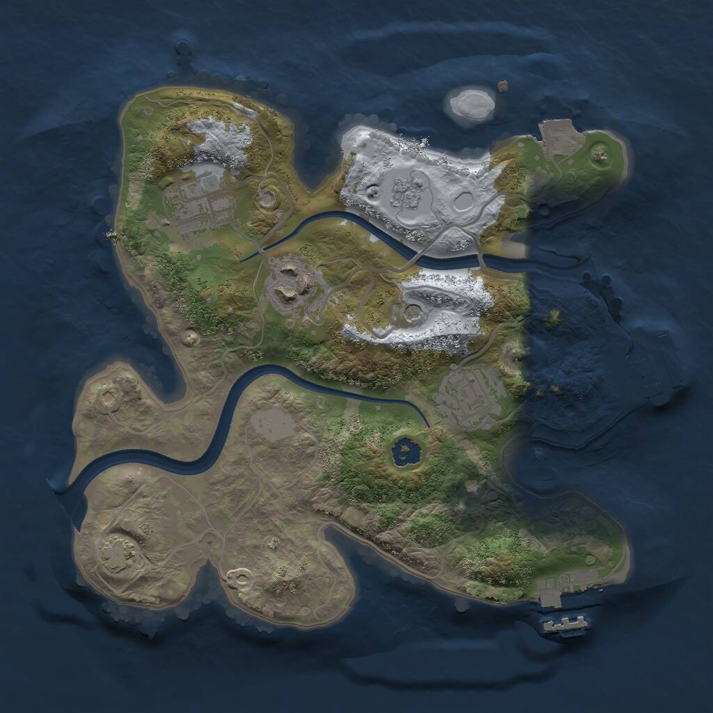 Rust Map: Procedural Map, Size: 2500, Seed: 19493, 9 Monuments