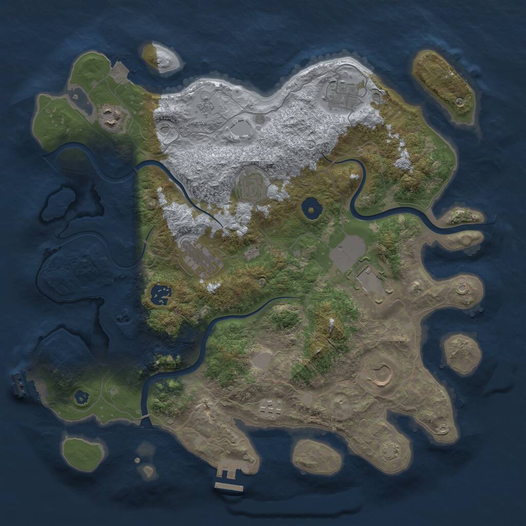Rust Map: Procedural Map, Size: 3750, Seed: 47832, 14 Monuments