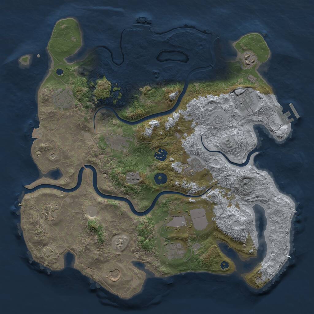 Rust Map: Procedural Map, Size: 3800, Seed: 787457647, 17 Monuments