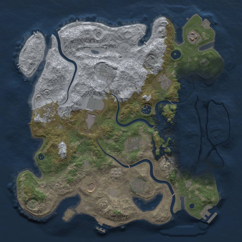 Rust Map: Procedural Map, Size: 3800, Seed: 189152375, 16 Monuments
