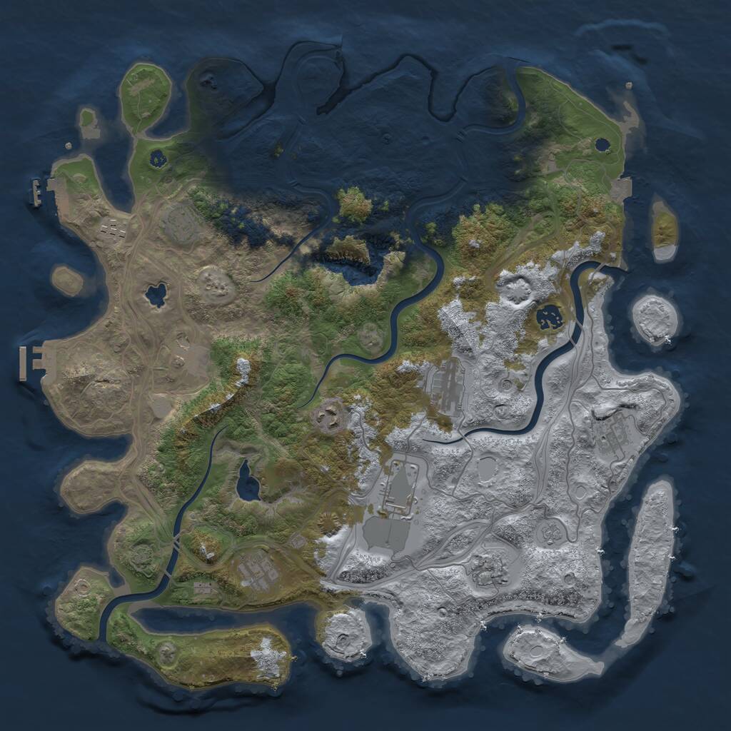Rust Map: Procedural Map, Size: 4300, Seed: 1007040931, 16 Monuments