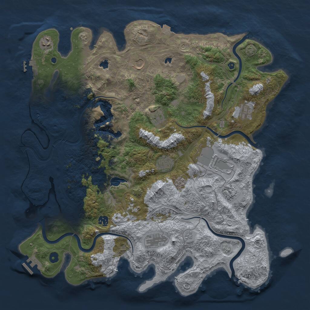 Rust Map: Procedural Map, Size: 4500, Seed: 596895786, 16 Monuments