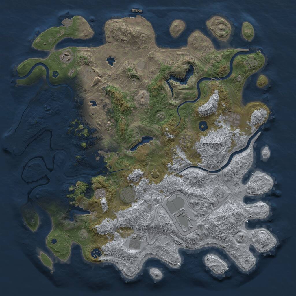 Rust Map: Procedural Map, Size: 4500, Seed: 407682695, 16 Monuments