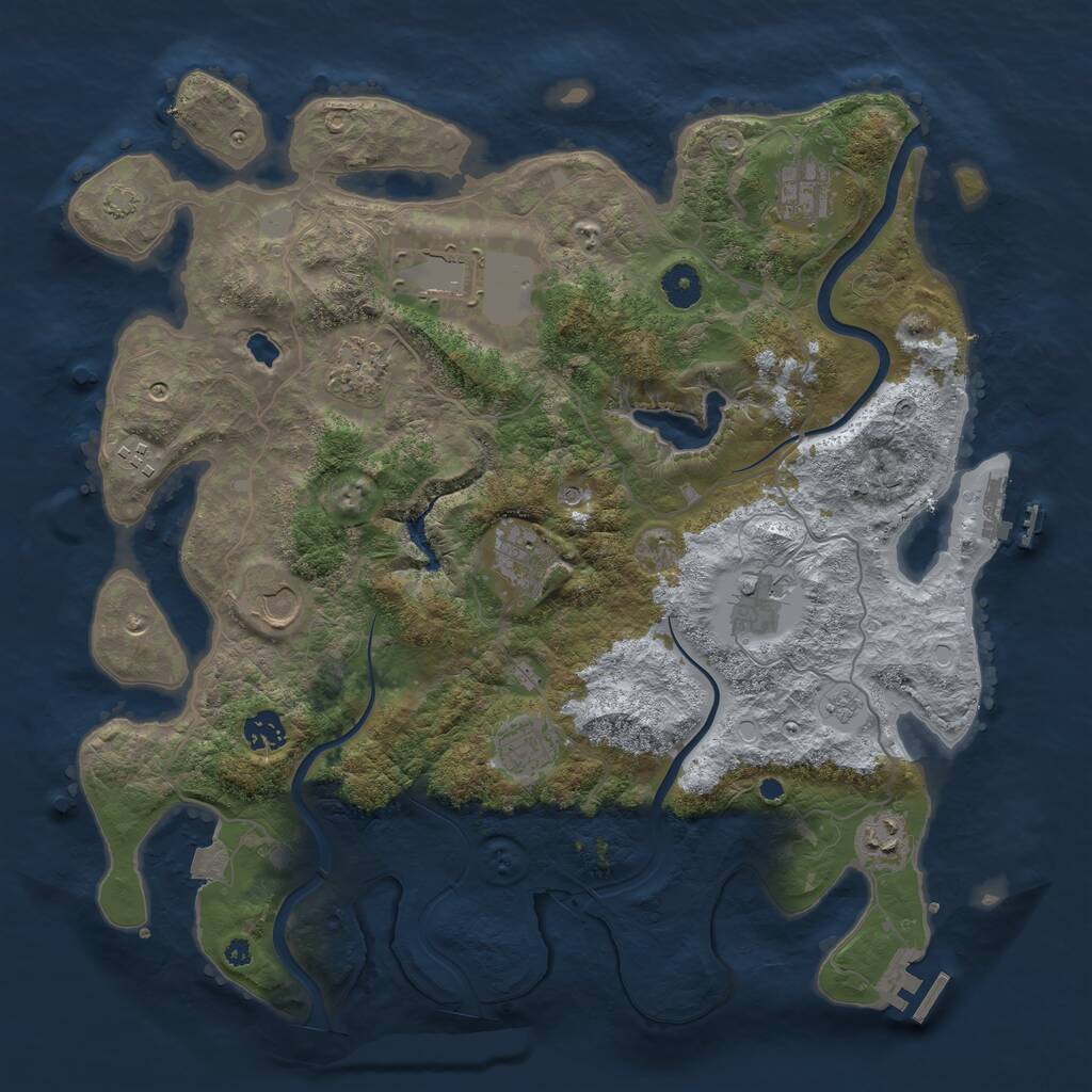 Rust Map: Procedural Map, Size: 4000, Seed: 1713154924, 16 Monuments