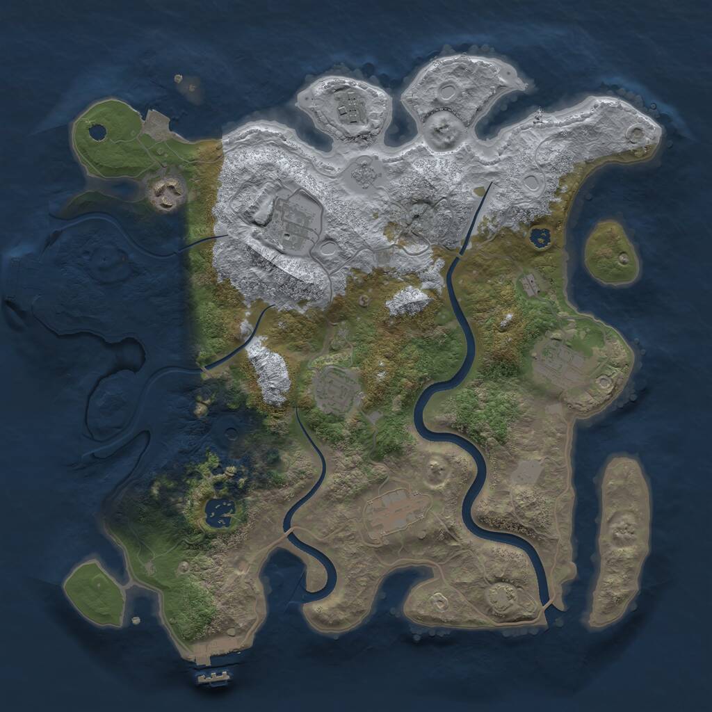Rust Map: Procedural Map, Size: 3480, Seed: 1, 13 Monuments