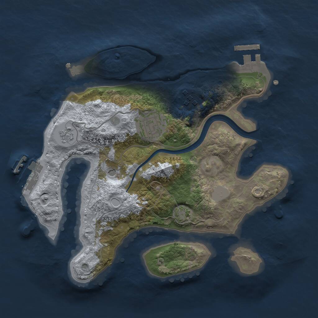 Rust Map: Procedural Map, Size: 2500, Seed: 44644, 8 Monuments