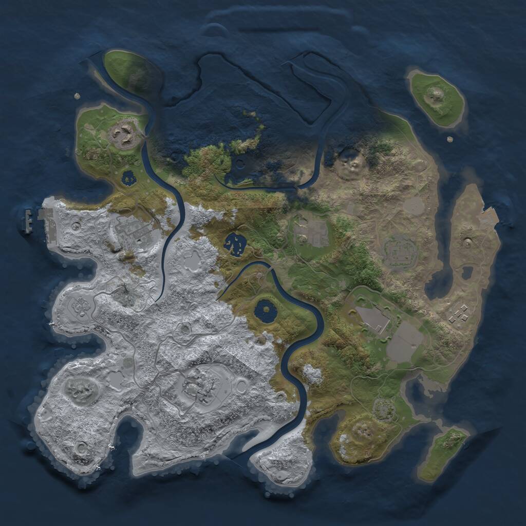 Rust Map: Procedural Map, Size: 3500, Seed: 40097464, 13 Monuments