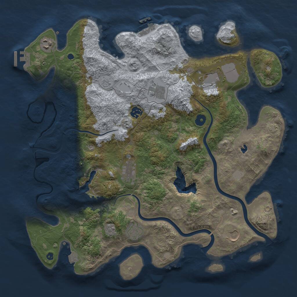 Rust Map: Procedural Map, Size: 4000, Seed: 73453456, 14 Monuments
