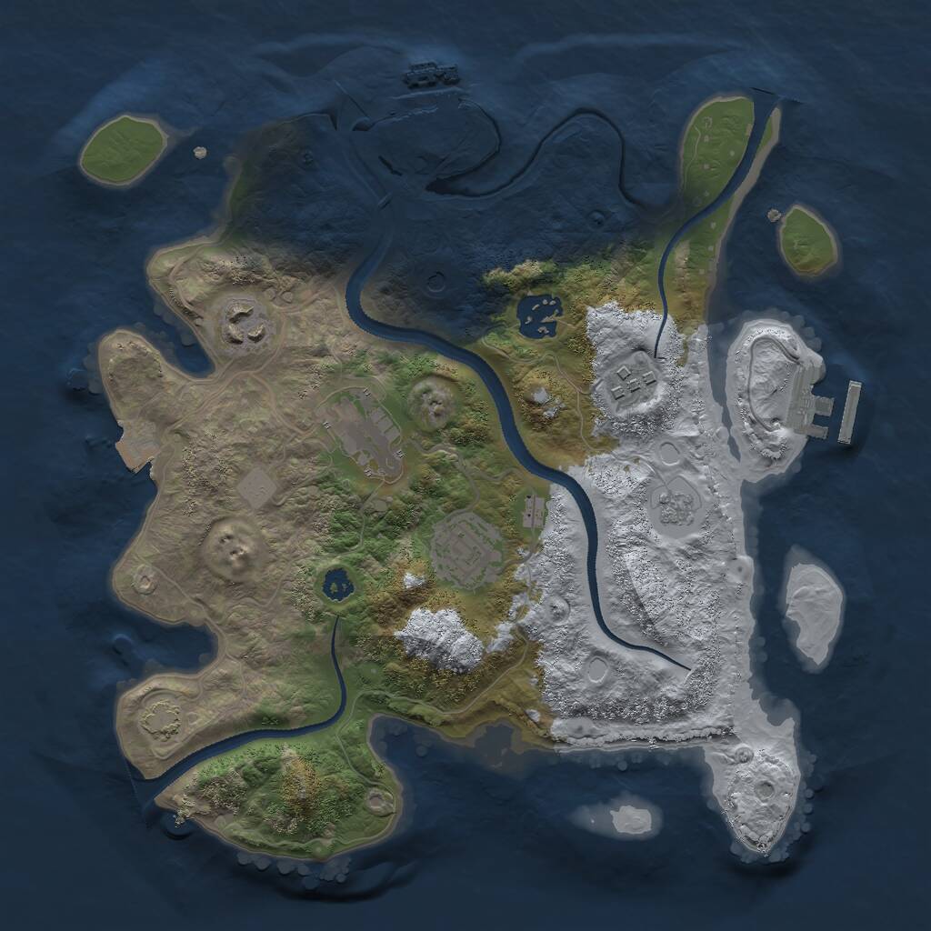 Rust Map: Procedural Map, Size: 3000, Seed: 847291, 11 Monuments