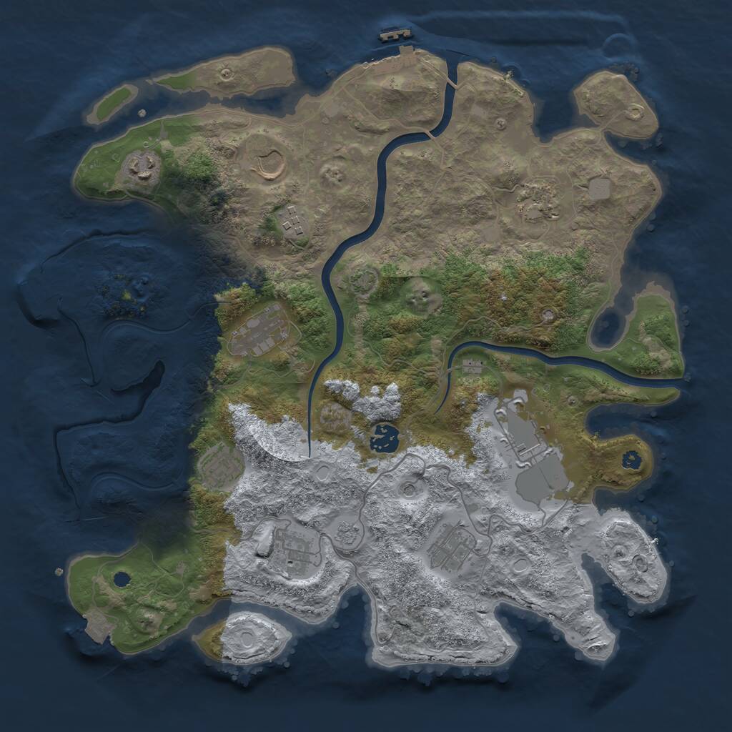 Rust Map: Procedural Map, Size: 3750, Seed: 7271, 16 Monuments