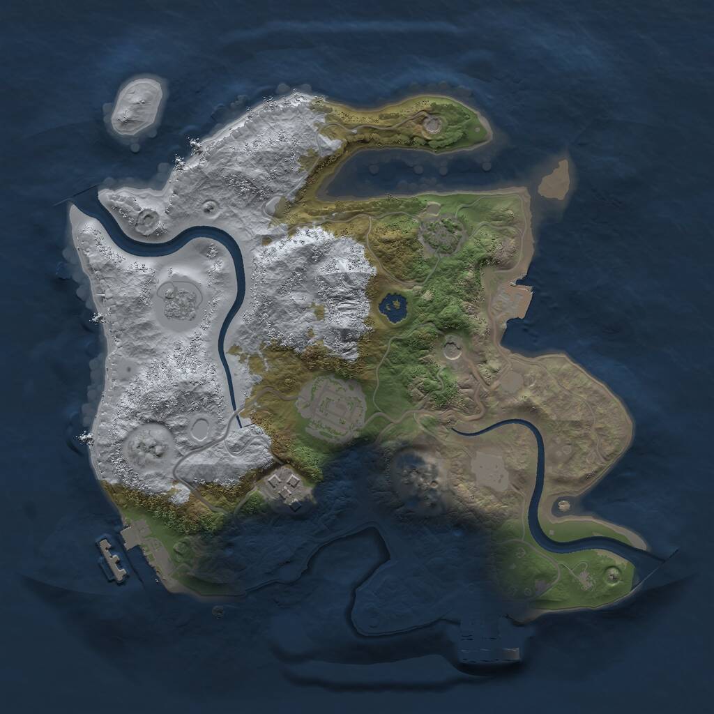 Rust Map: Procedural Map, Size: 2499, Seed: 443834528, 8 Monuments