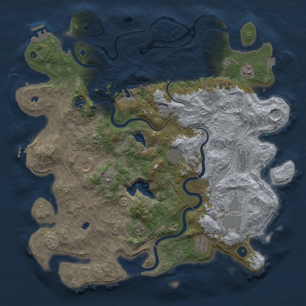 Rust Map: Procedural Map, Size: 4500, Seed: 548088858, 16 Monuments