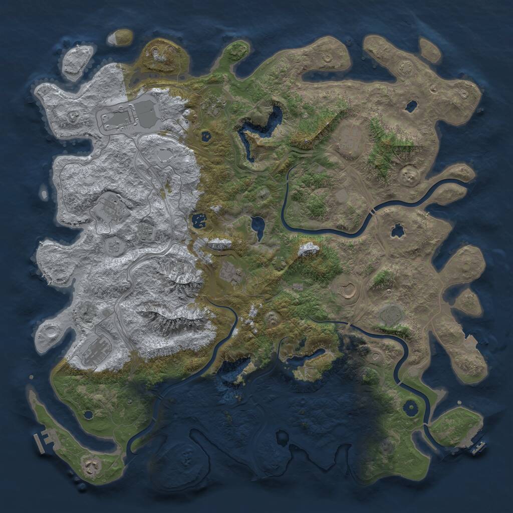 Rust Map: Procedural Map, Size: 5000, Seed: 622958, 17 Monuments