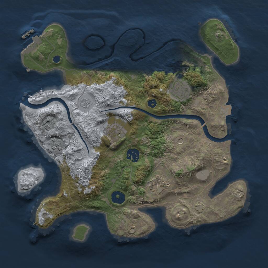 Rust Map: Procedural Map, Size: 3000, Seed: 43556, 10 Monuments