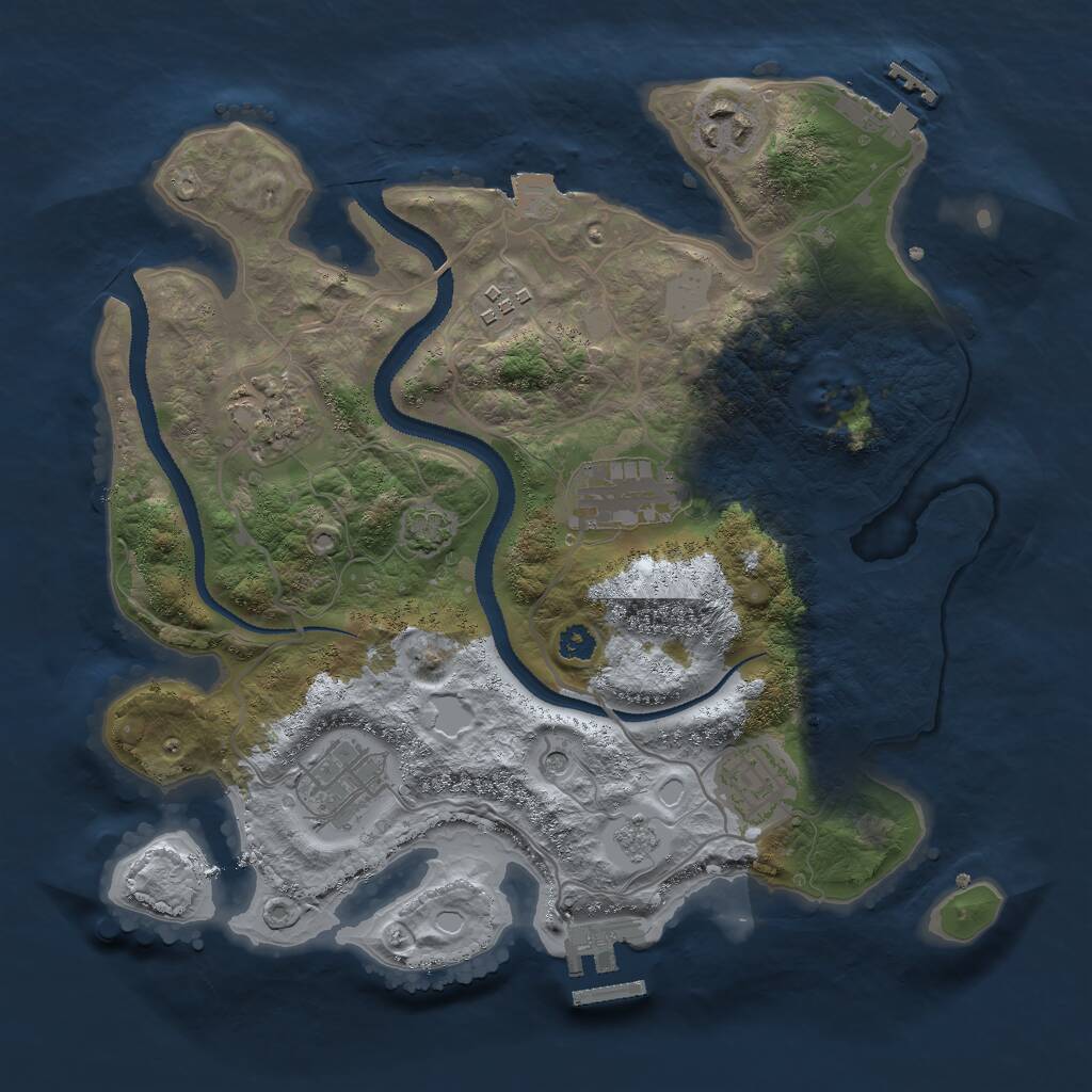 Rust Map: Procedural Map, Size: 3000, Seed: 24907, 12 Monuments