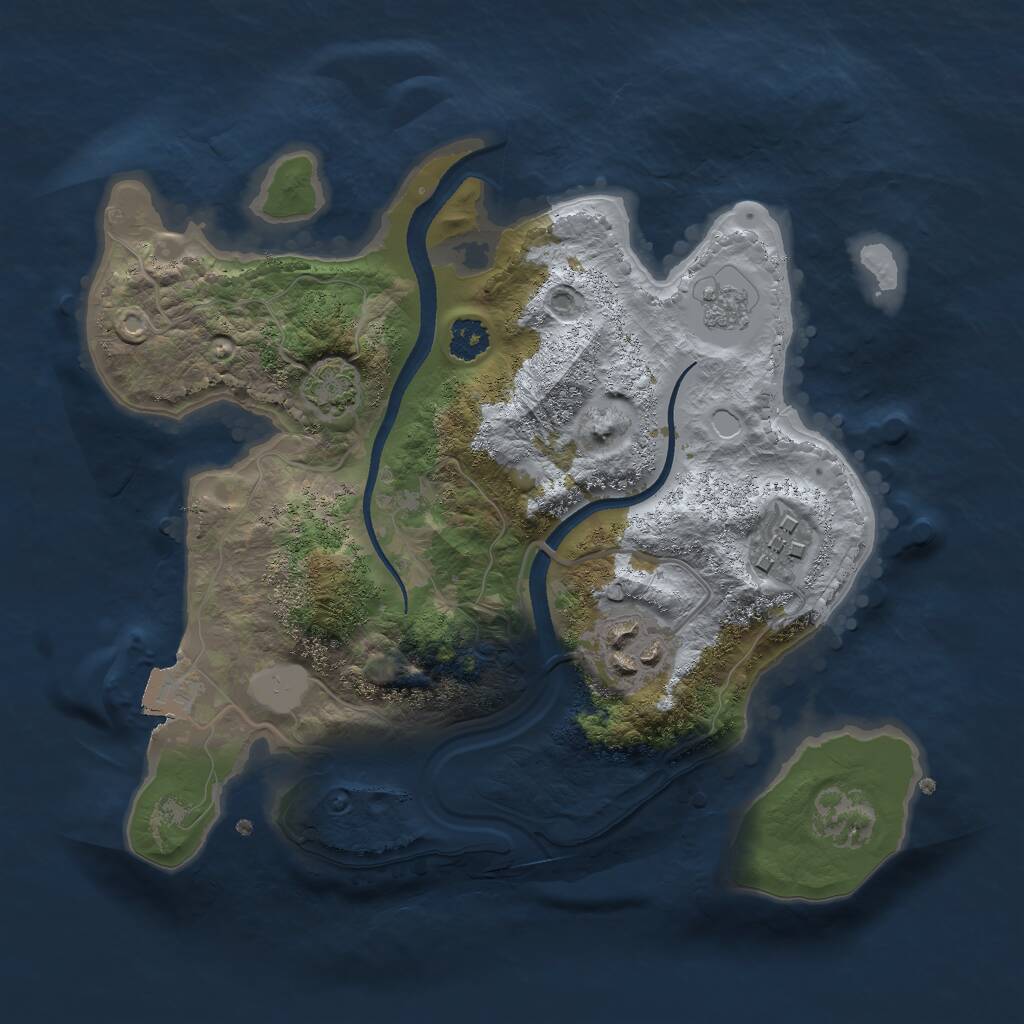 Rust Map: Procedural Map, Size: 2500, Seed: 36138, 5 Monuments