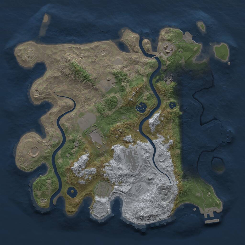 Rust Map: Procedural Map, Size: 3500, Seed: 1780027271, 14 Monuments