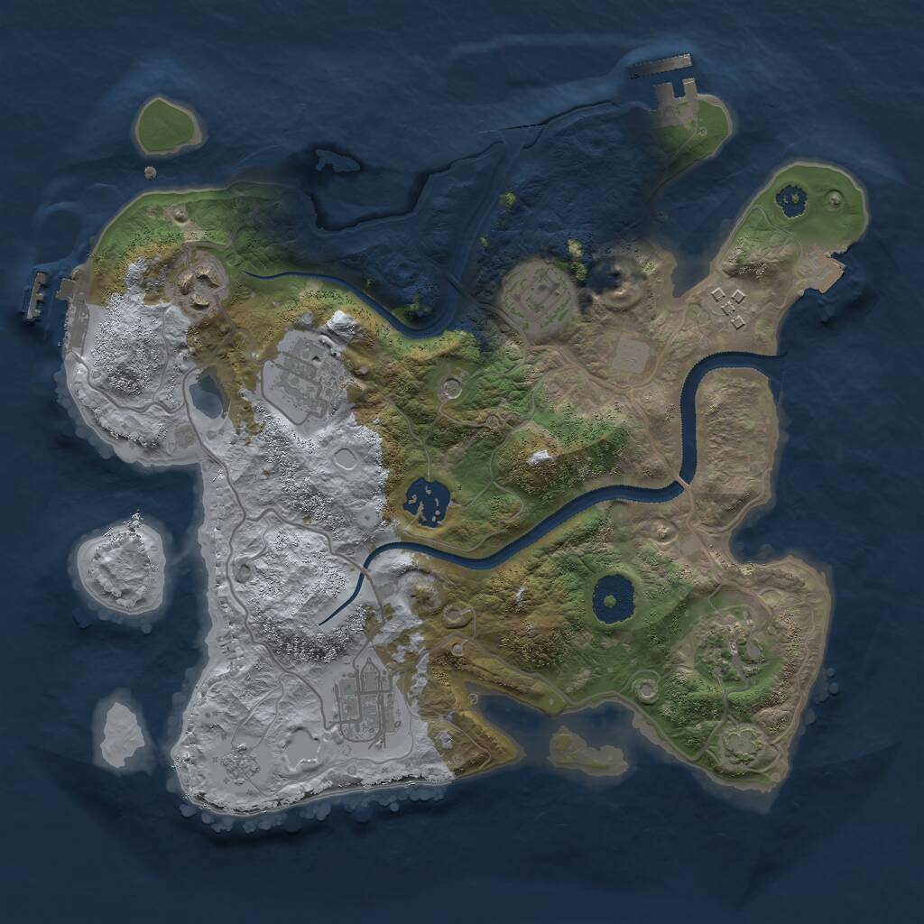 Rust Map: Procedural Map, Size: 3000, Seed: 987875, 13 Monuments