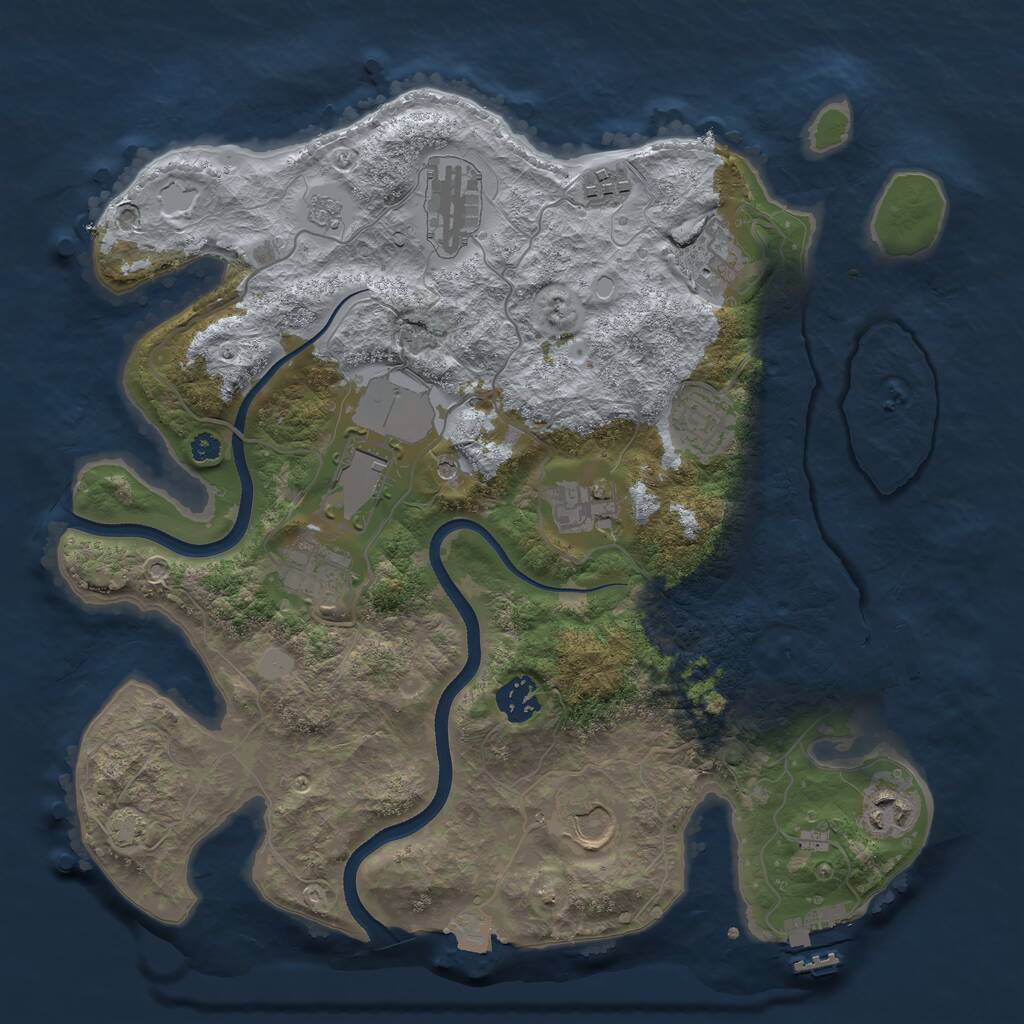 Rust Map: Procedural Map, Size: 3500, Seed: 34975064, 16 Monuments