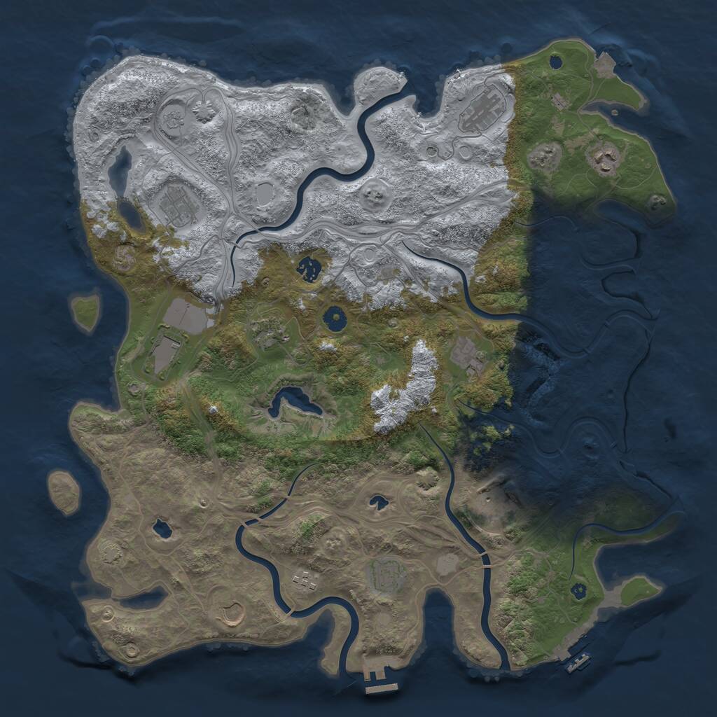 Rust Map: Procedural Map, Size: 4500, Seed: 981653, 17 Monuments