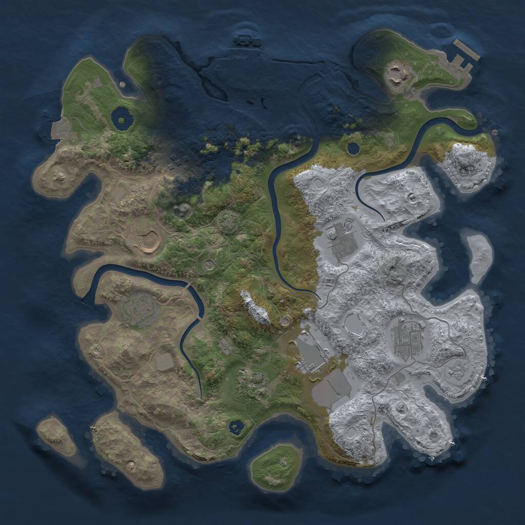 Rust Map: Procedural Map, Size: 3500, Seed: 351645572, 14 Monuments