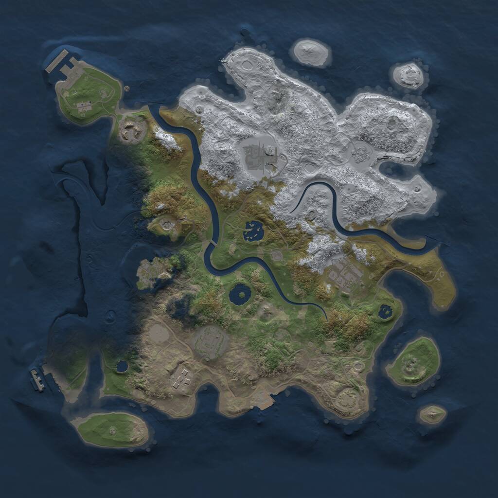 Rust Map: Procedural Map, Size: 3500, Seed: 974943954, 13 Monuments