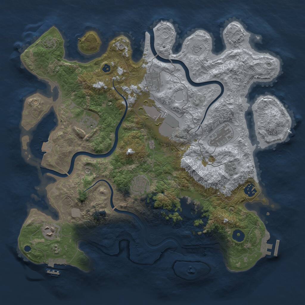 Rust Map: Procedural Map, Size: 3750, Seed: 721899, 15 Monuments