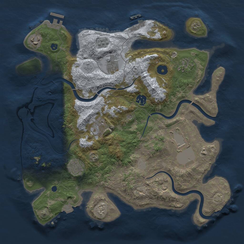 Rust Map: Procedural Map, Size: 3500, Seed: 1663821440, 14 Monuments