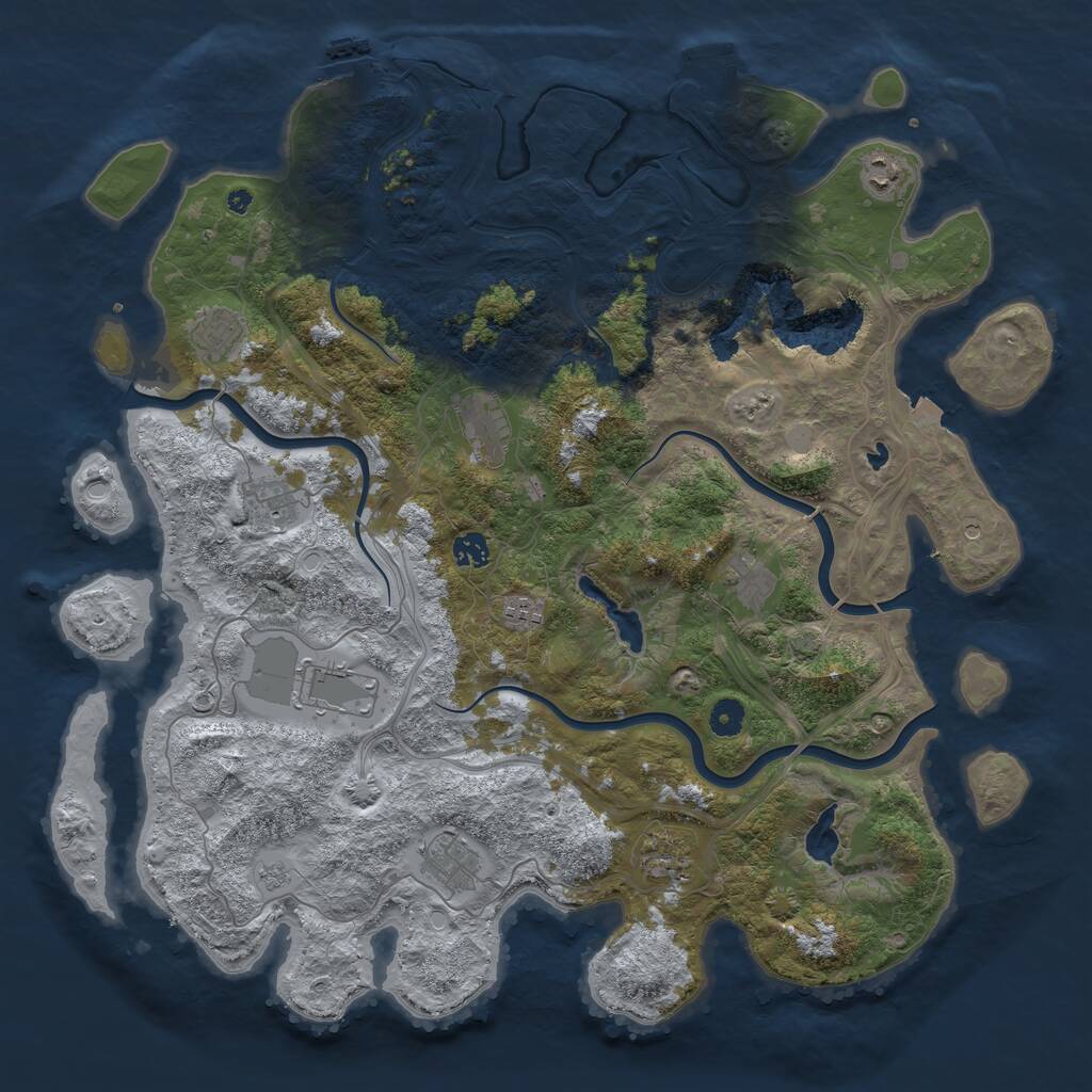Rust Map: Procedural Map, Size: 4500, Seed: 1891468646, 16 Monuments
