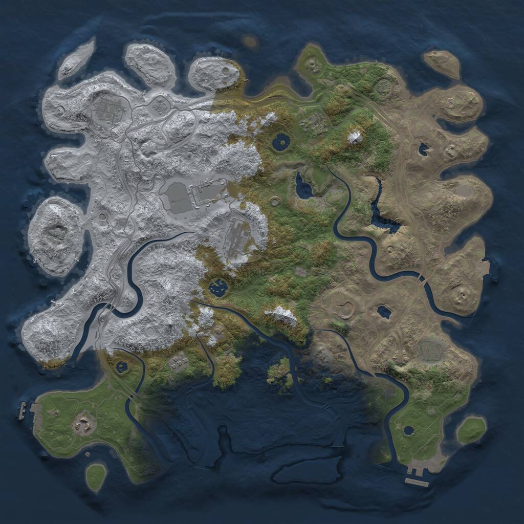 Rust Map: Procedural Map, Size: 4500, Seed: 1055823830, 15 Monuments