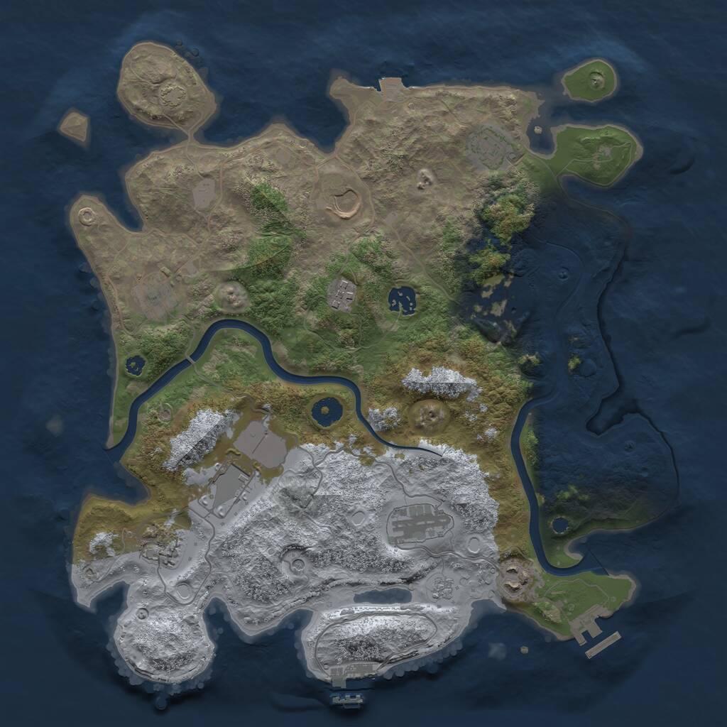 Rust Map: Procedural Map, Size: 3750, Seed: 5345, 16 Monuments