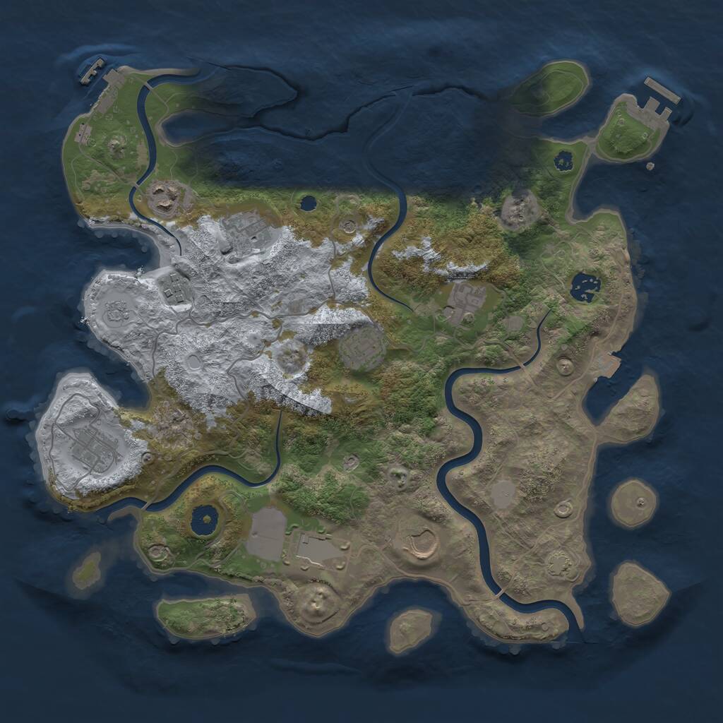 Rust Map: Procedural Map, Size: 3700, Seed: 2106069339, 15 Monuments