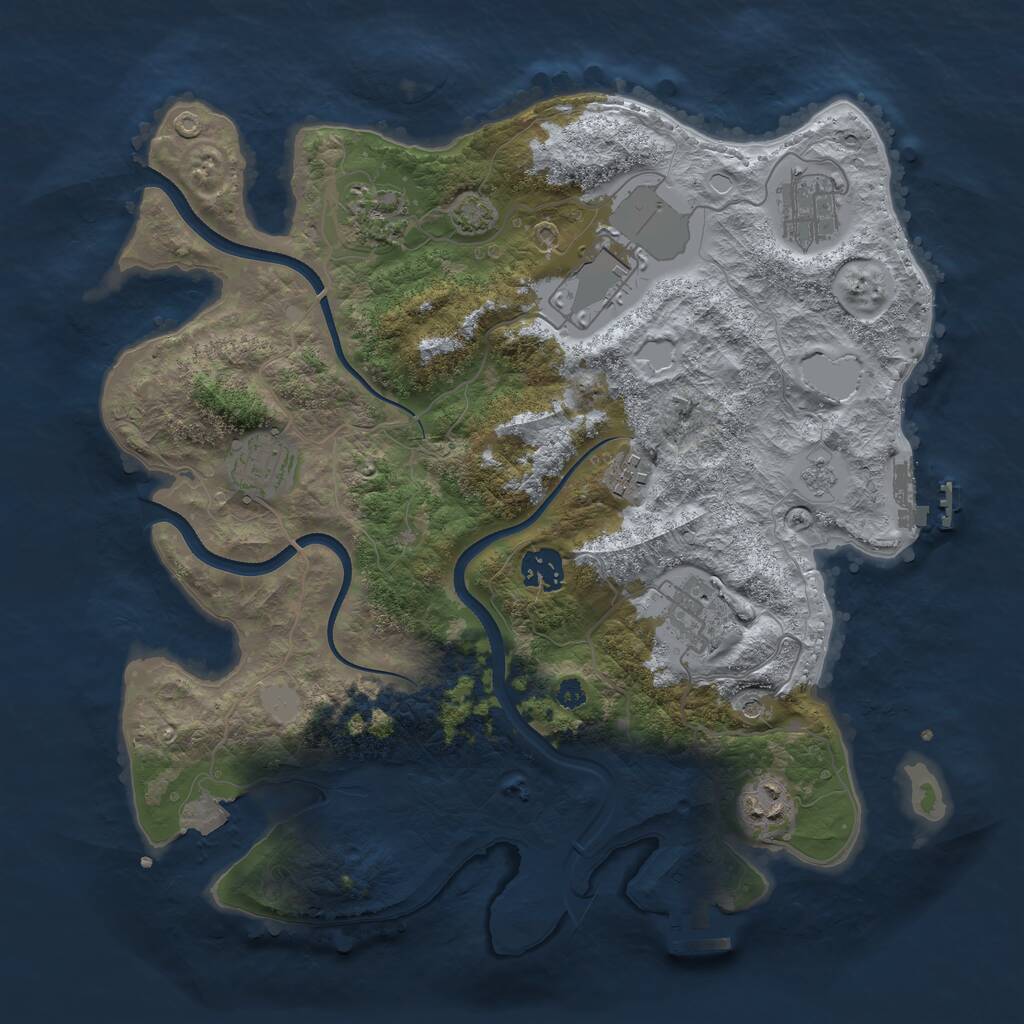 Rust Map: Procedural Map, Size: 3500, Seed: 4045156, 14 Monuments