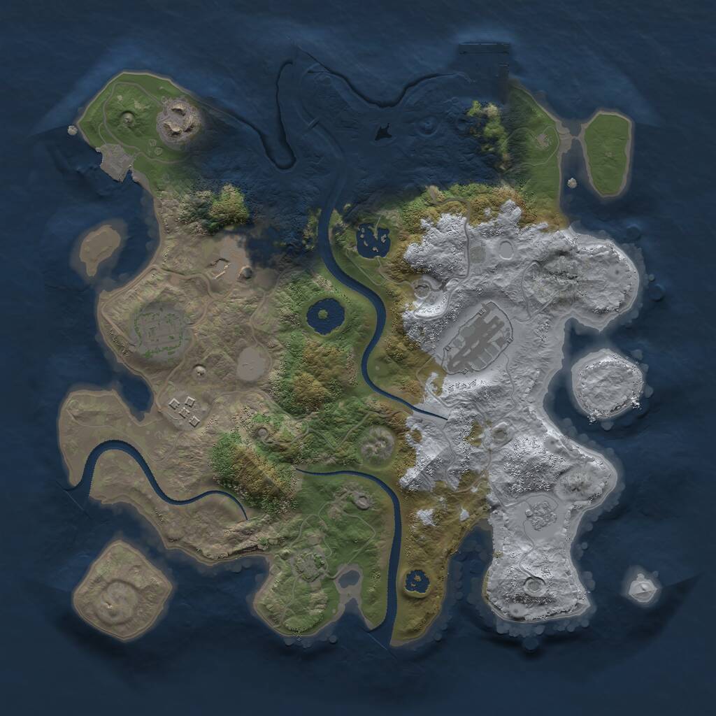 Rust Map: Procedural Map, Size: 3000, Seed: 1753332123, 11 Monuments