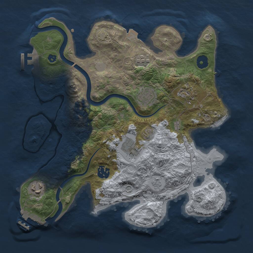 Rust Map: Procedural Map, Size: 3000, Seed: 17281, 12 Monuments
