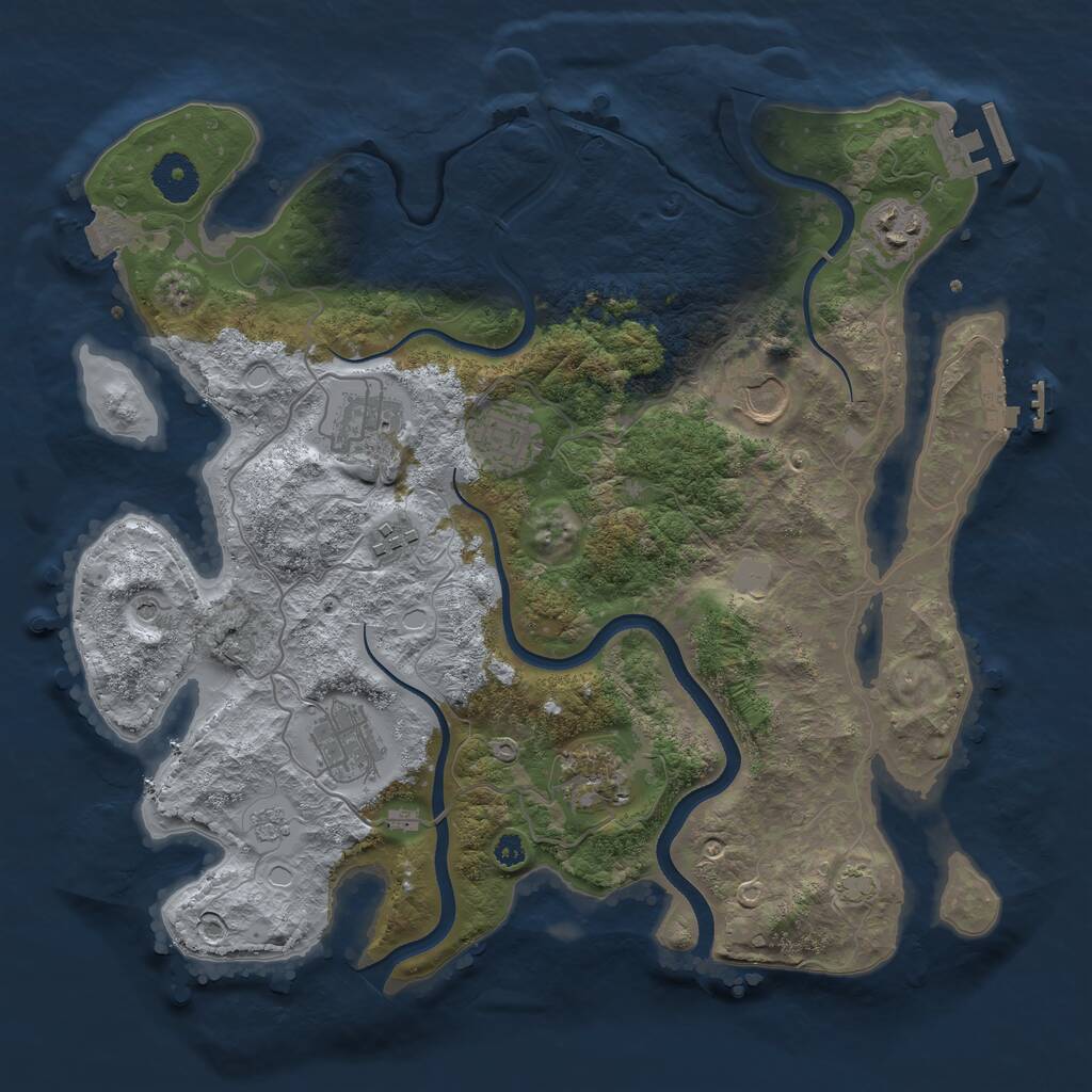 Rust Map: Procedural Map, Size: 3500, Seed: 1842706210, 13 Monuments