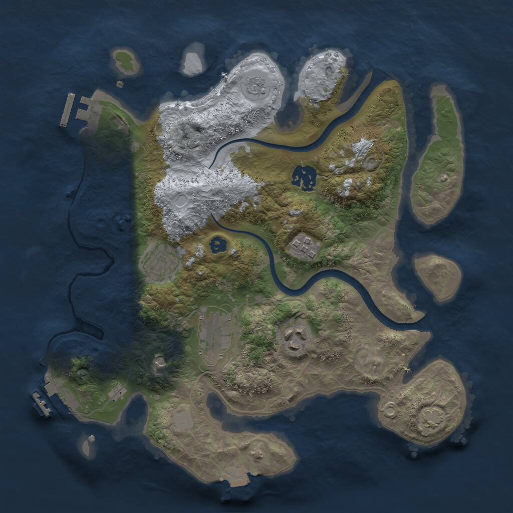 Rust Map: Procedural Map, Size: 3000, Seed: 971884280, 11 Monuments