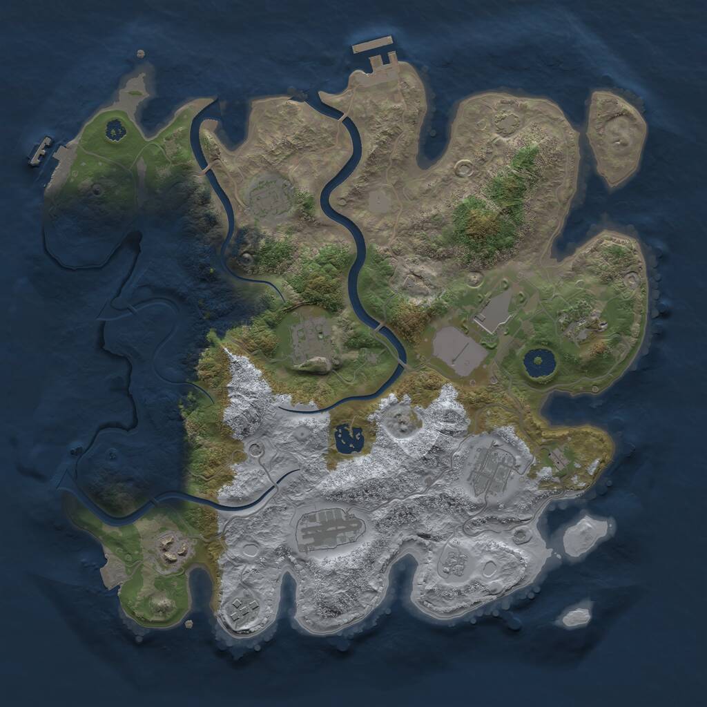Rust Map: Procedural Map, Size: 3500, Seed: 1038672630, 15 Monuments