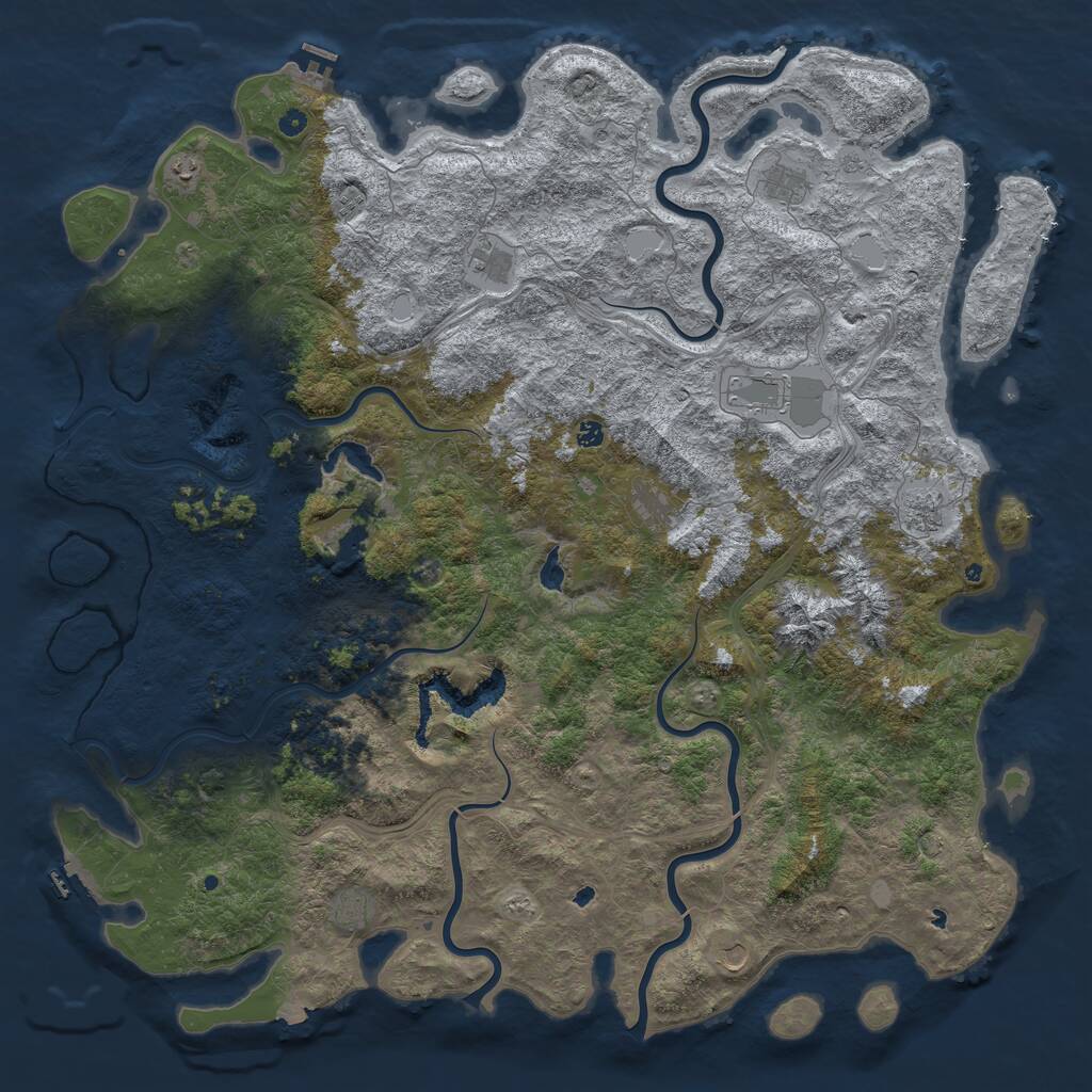 Rust Map: Procedural Map, Size: 6000, Seed: 2128635216, 17 Monuments