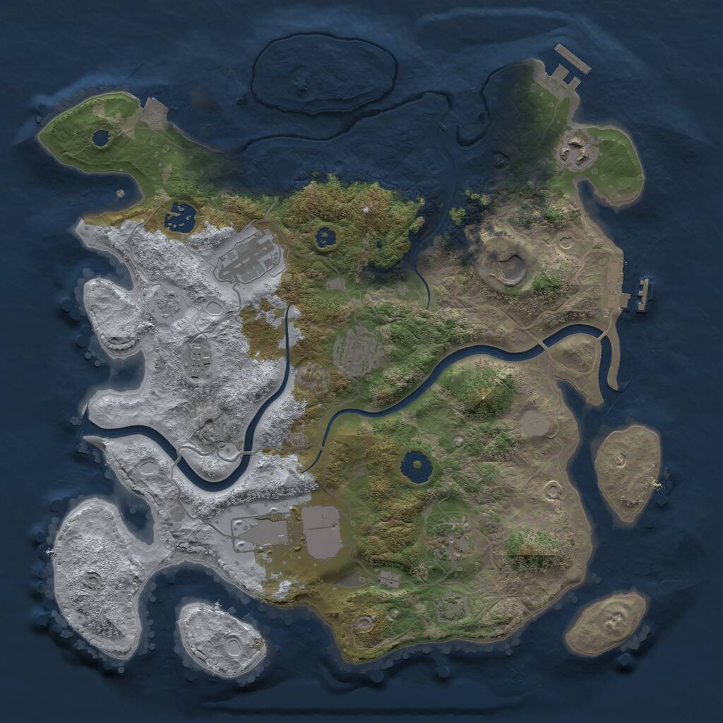Rust Map: Procedural Map, Size: 3500, Seed: 28571, 14 Monuments