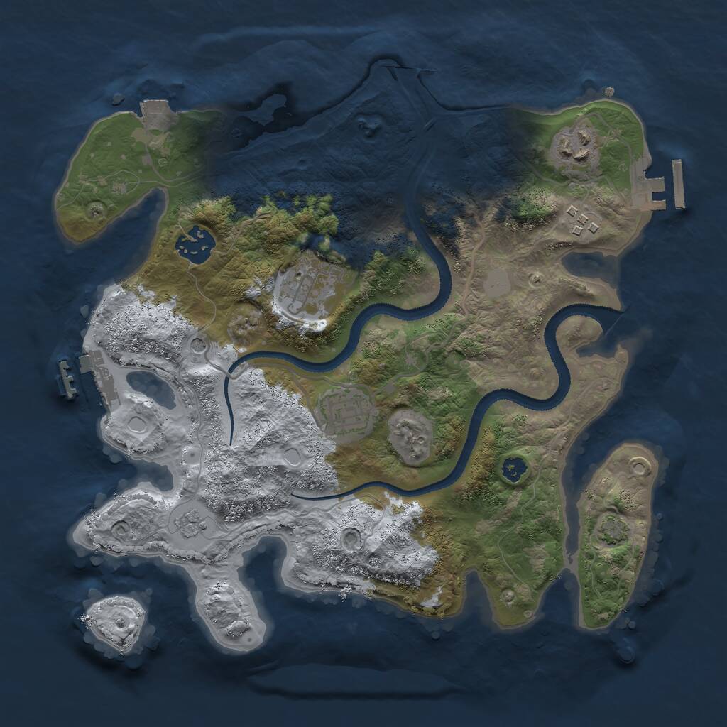 Rust Map: Procedural Map, Size: 3000, Seed: 840850230, 11 Monuments