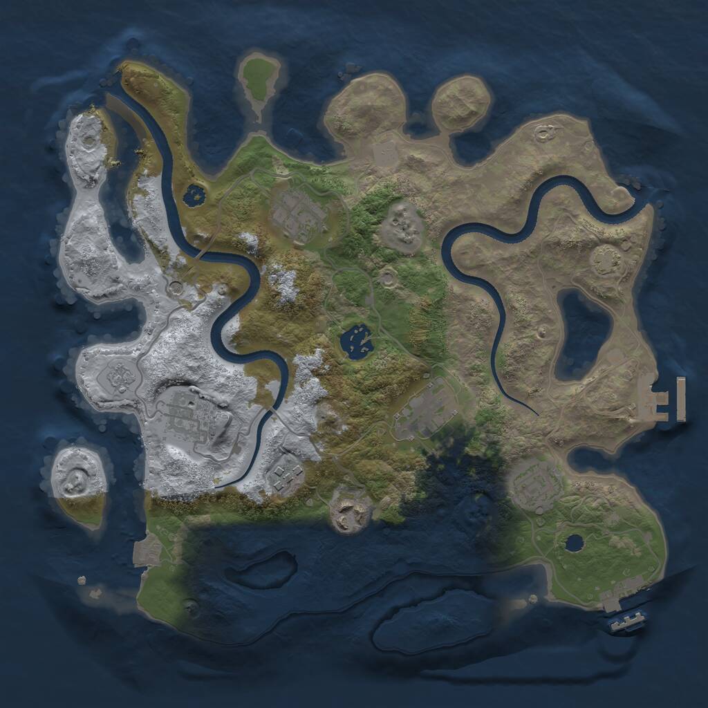 Rust Map: Procedural Map, Size: 3200, Seed: 55185955, 13 Monuments